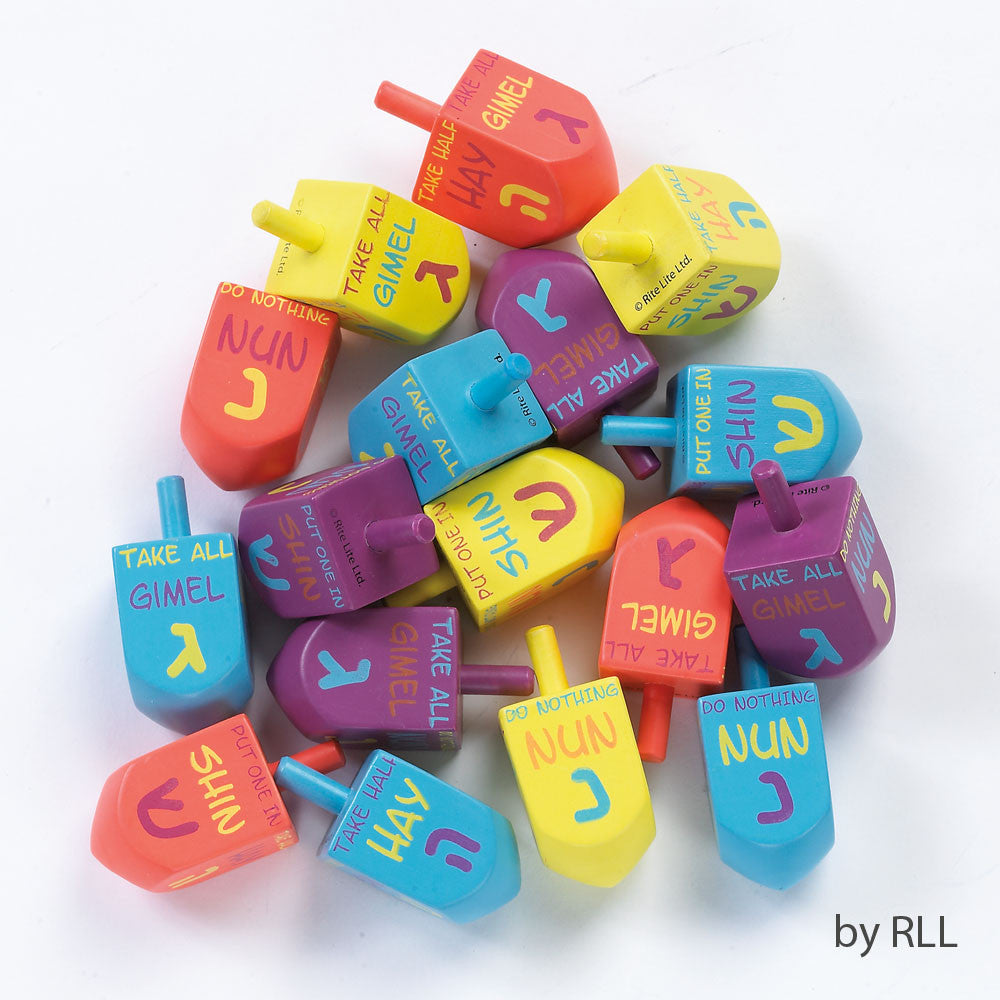 Painted Wood Dreidels With English