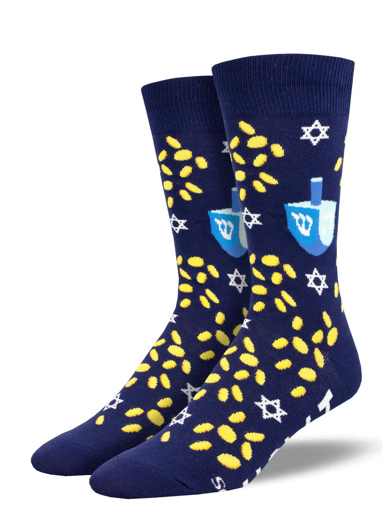 Mens's Navy Dreidel Socks