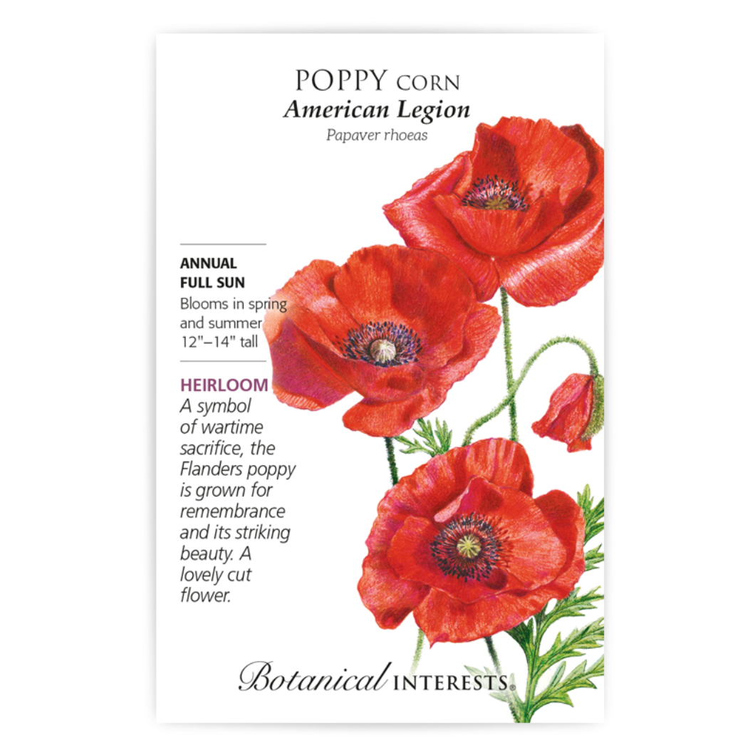 Botanical Interests - Poppy Corn American Legions Seeds