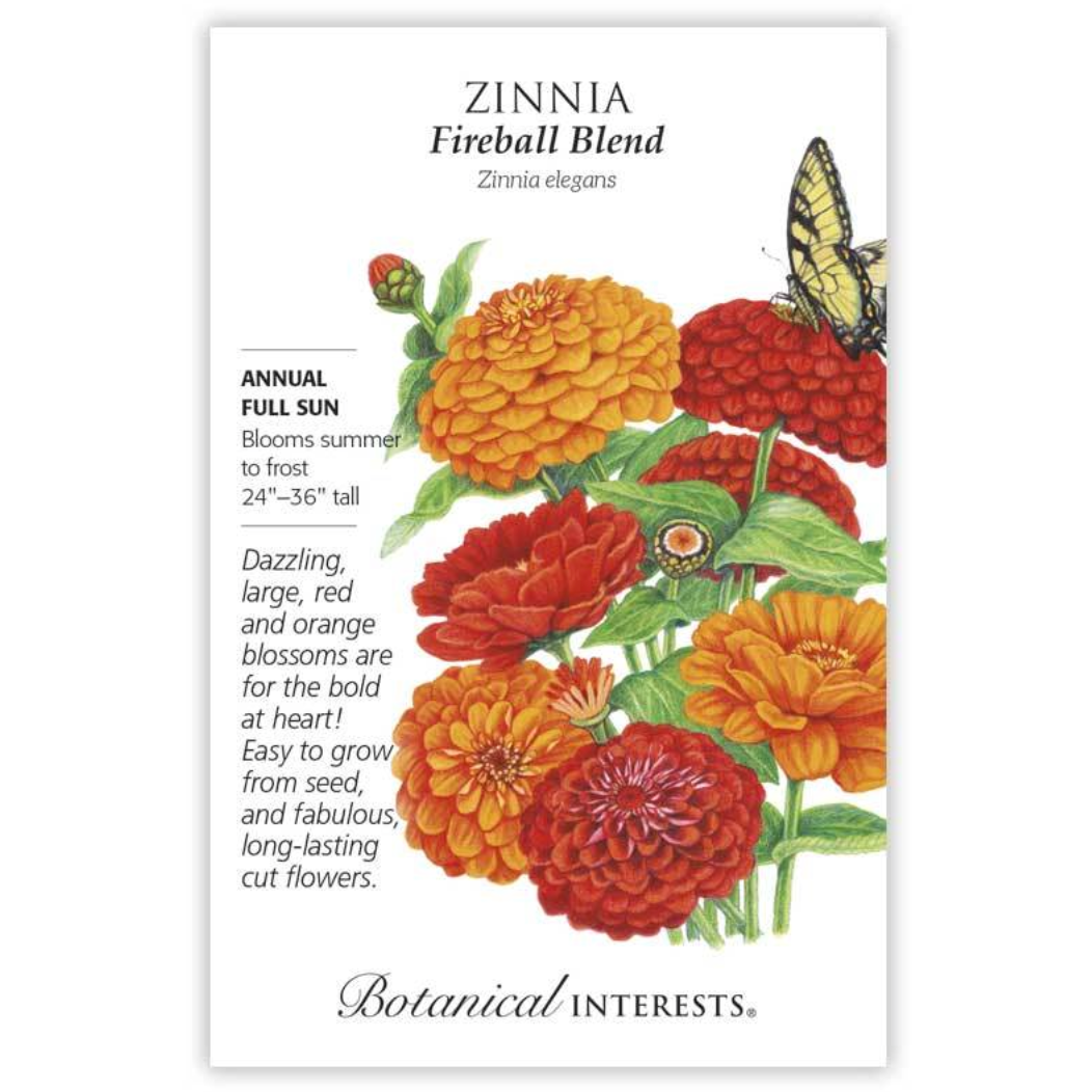 Botanical Interests - Zinnia Fireball Blend Seeds